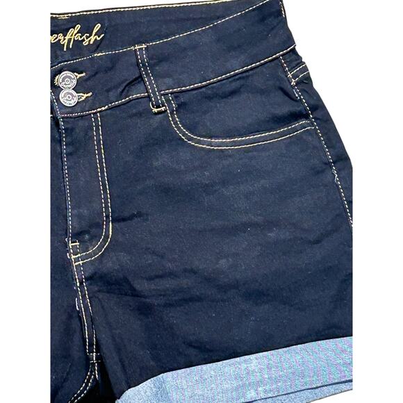 Copperflash Premium Denim Women’s Dark Wash Mid Rise Curvy Shorts‎ Size 10 - Picture 6 of 8